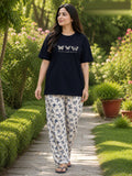 Ladies night suit pyjama set by The Style Studio – Butterfly Garden Pyjama Set – Navy