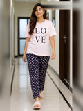 Ladies night suit pyjama set by The Style Studio – LOVE Pyjama Set – Blush