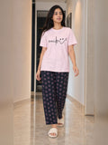 Ladies night suit pyjama set by The Style Studio – Smile Pyjama Set – Pink