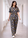 Ladies night suit pyjama set by Aaram Studio – Rainbow Hearts Pyjama Set – Charcoal
