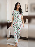Ladies night suit pyjama set by Aaram Studio – Smiley Dots Pyjama Set – Mint
